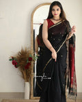 DEIANA'S Beautiful Designer Golden zari Soft Cotton Saree - Navy Blue | Grocsy