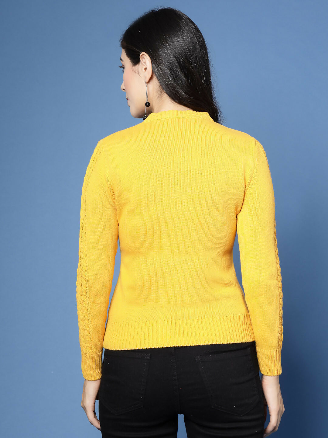 Women Winter Mustard Cotton Cardigan - Wool Trees | Grocsy
