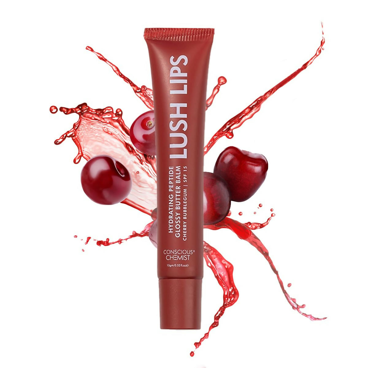Conscious Chemist Peptide Lip Balm, Lush Lips with SPF15 - Cherry Bubblegum | Grocsy