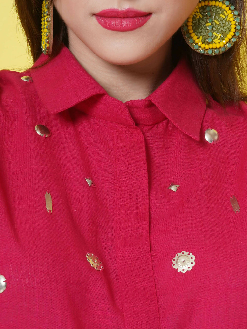 Women Republic Pink Cotton Embellished Kurta Set | Grocsy