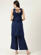 Joban Fashion Navy Blue Rayon and Embroidered Work Straight Kurta Bottom Set | Grocsy