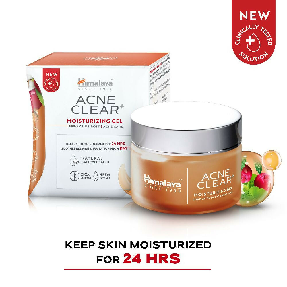 Himalaya Herbals Acne Clear+ Moisturizing Gel with Natural Salicylic Acid For Active Acne & Oily Skin | Grocsy