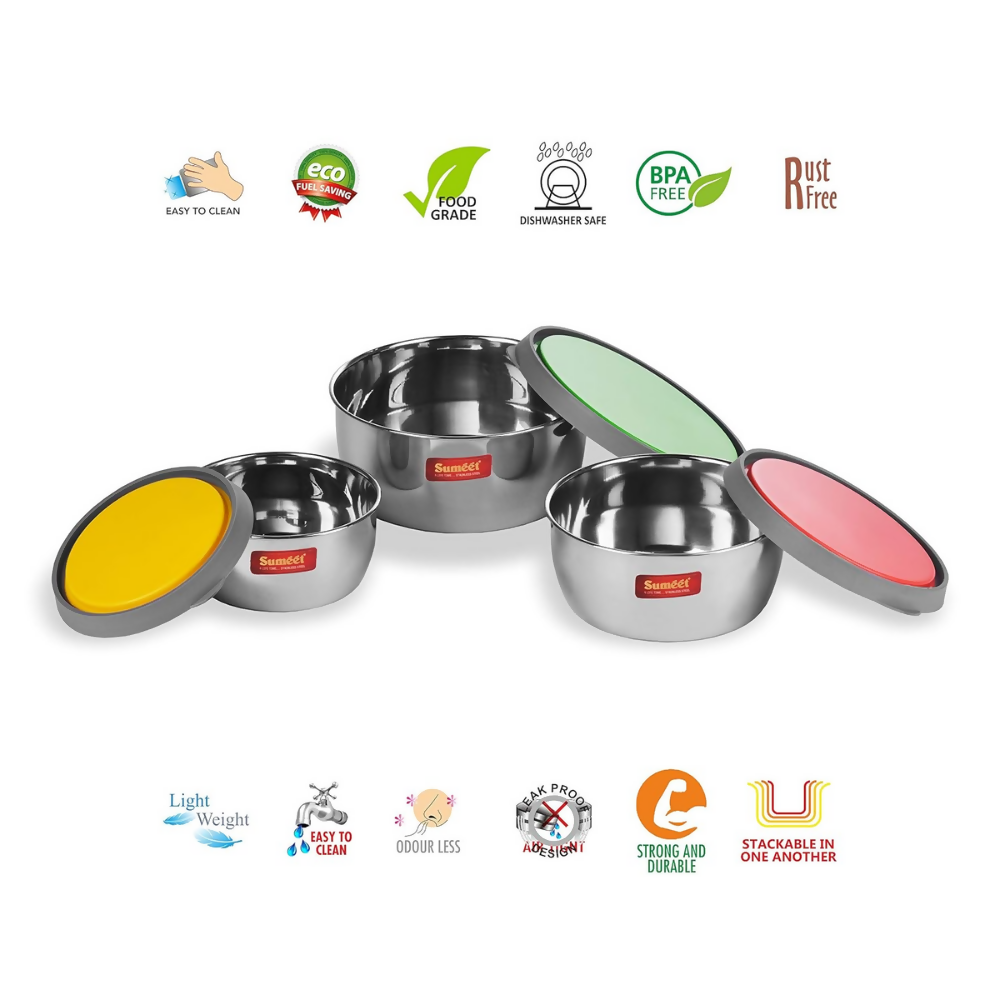 Sumeet Stainless Steel Modena Food Storage Airtight & Leak Proof Containers | Grocsy