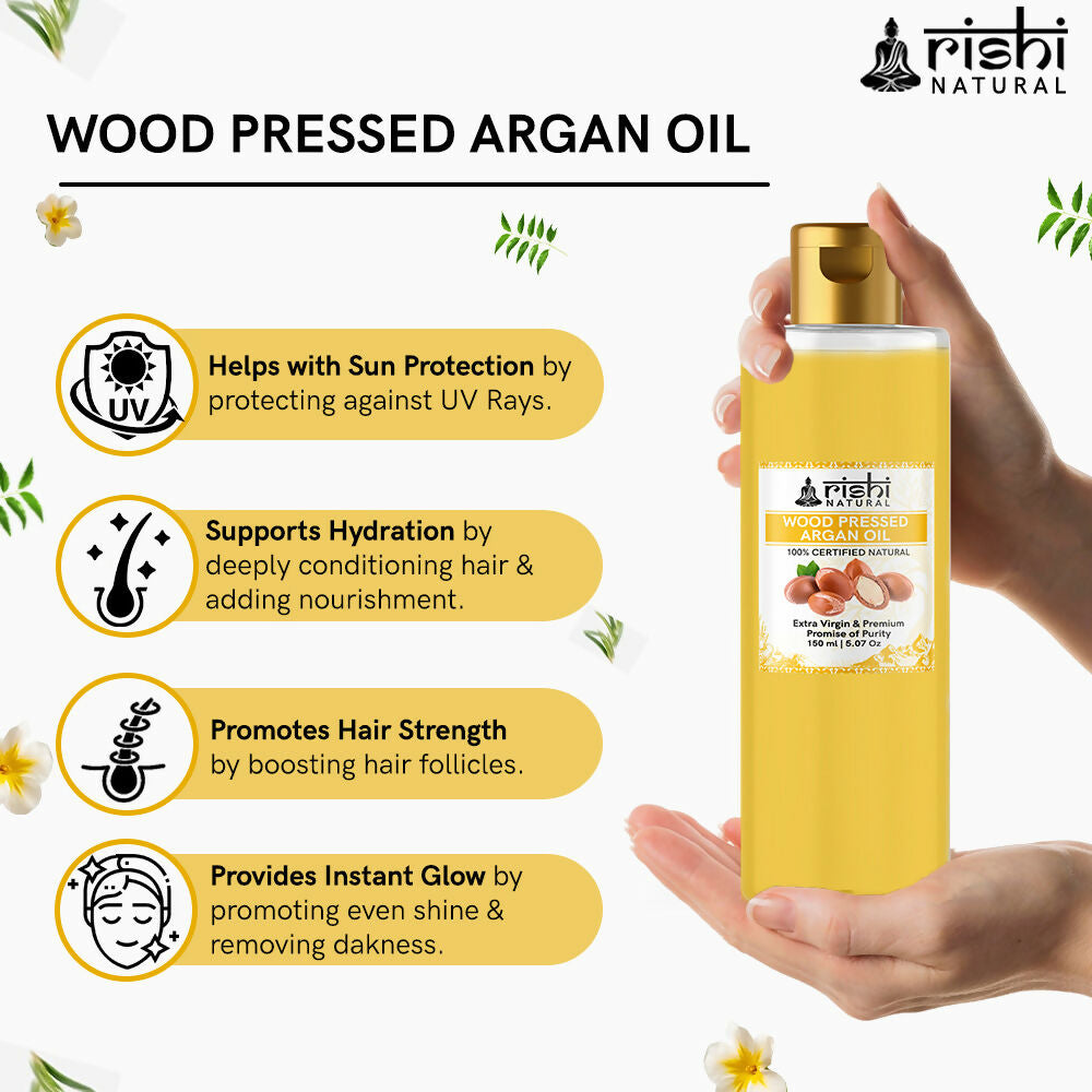 Rishi Natural Argan Oil Cold-Pressed 100% Pure Healty Skin And Hair | Grocsy