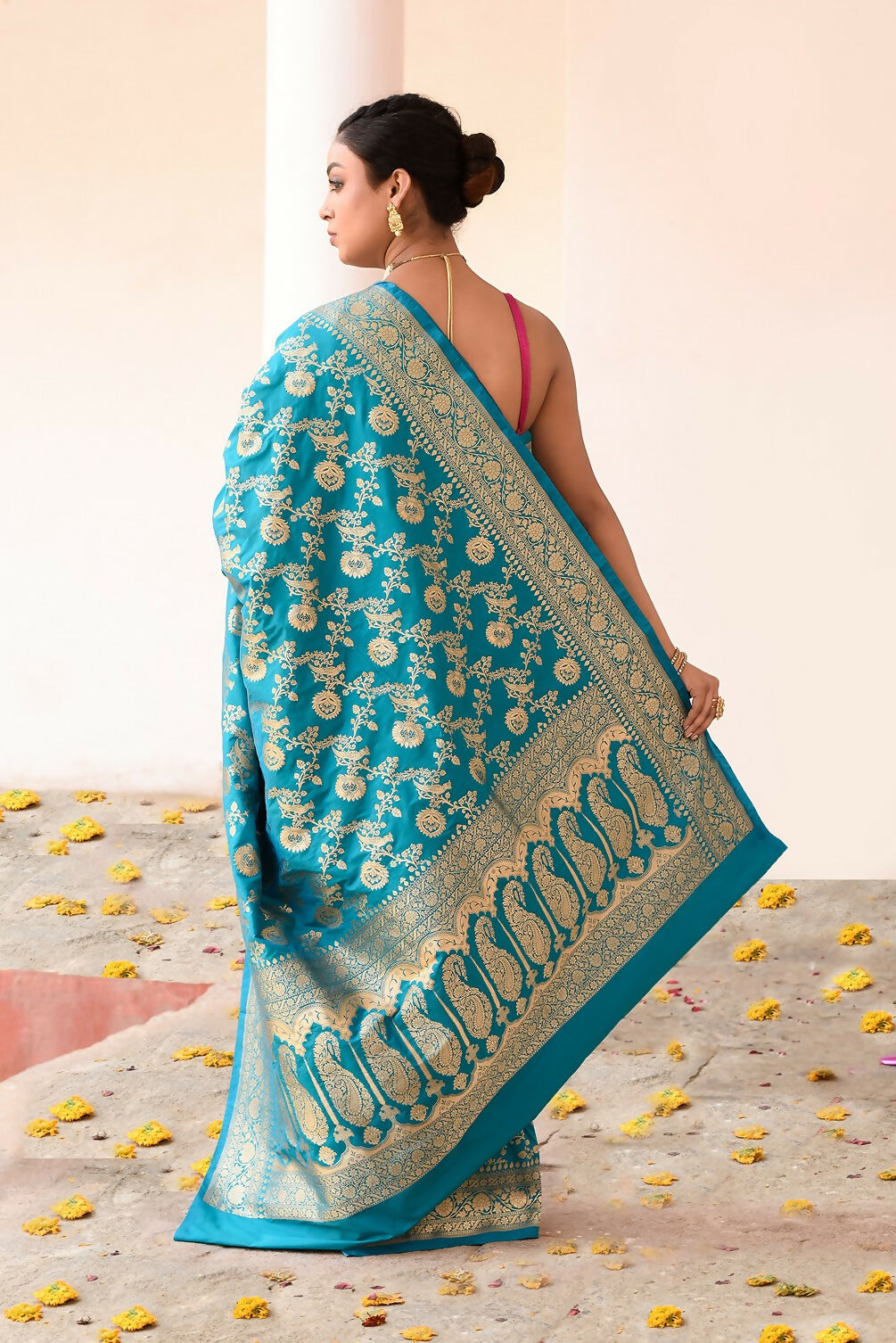 Joban Fashion Aqua Soft Pure Handloom Banarasi Silk Saree | Grocsy