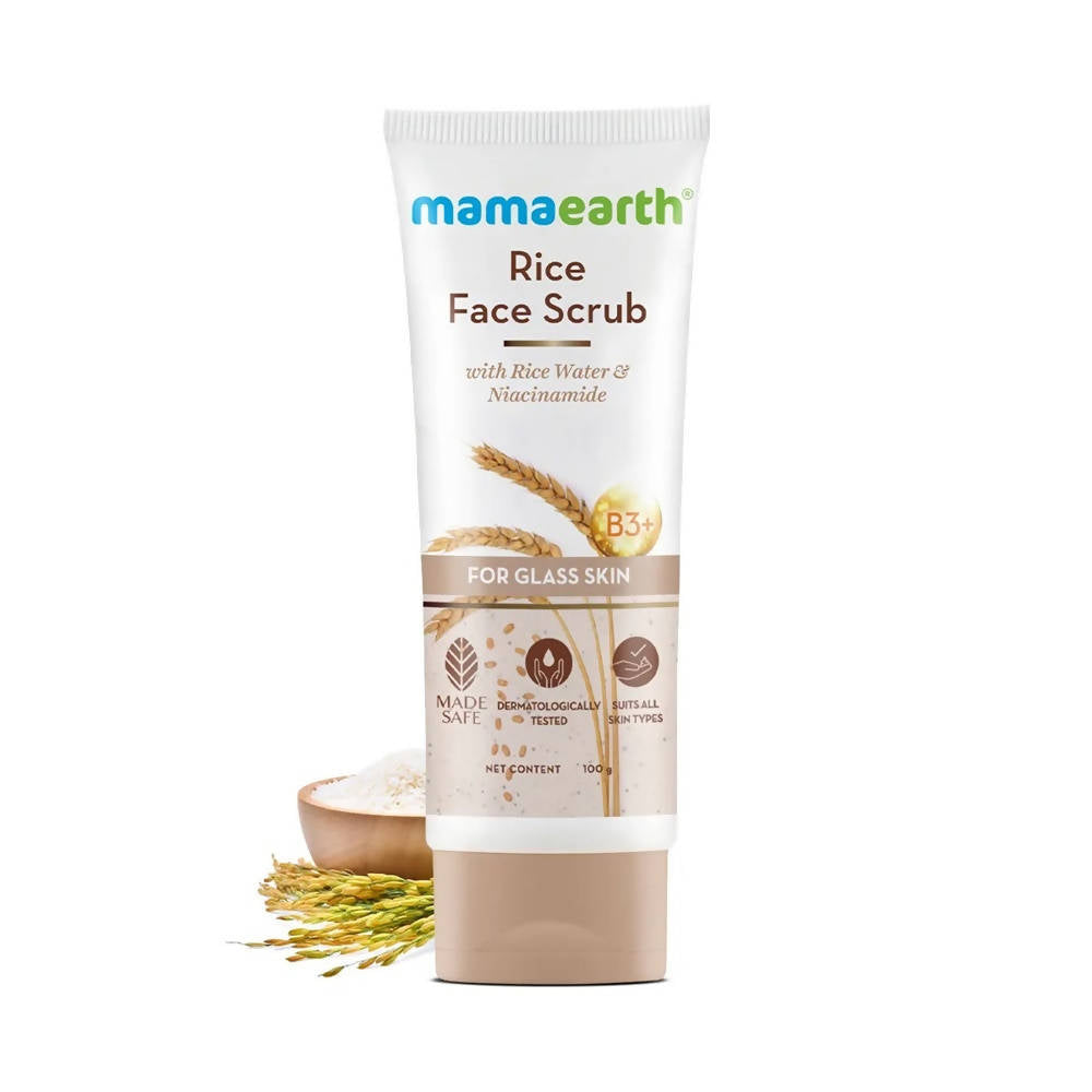 Mamaearth Rice Face Scrub With Rice Water & Niacinamide | Grocsy