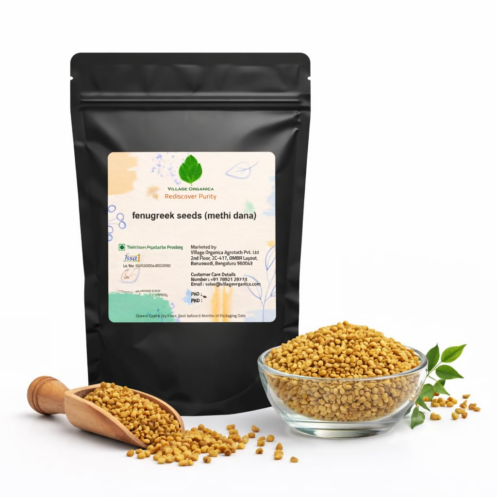 Village-Organica Methi Dana-Whole Fenugreek Seeds | Grocsy
