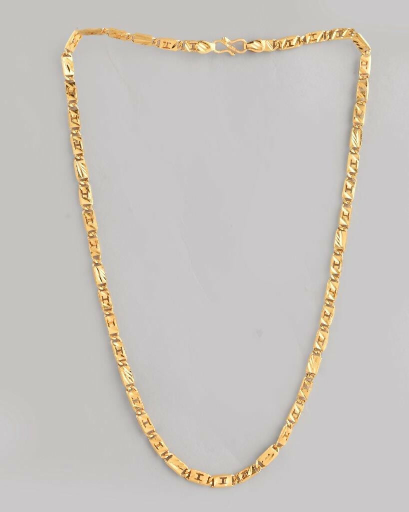 VOJ Gold-Polished Self Designed Biscuit Chain | Grocsy