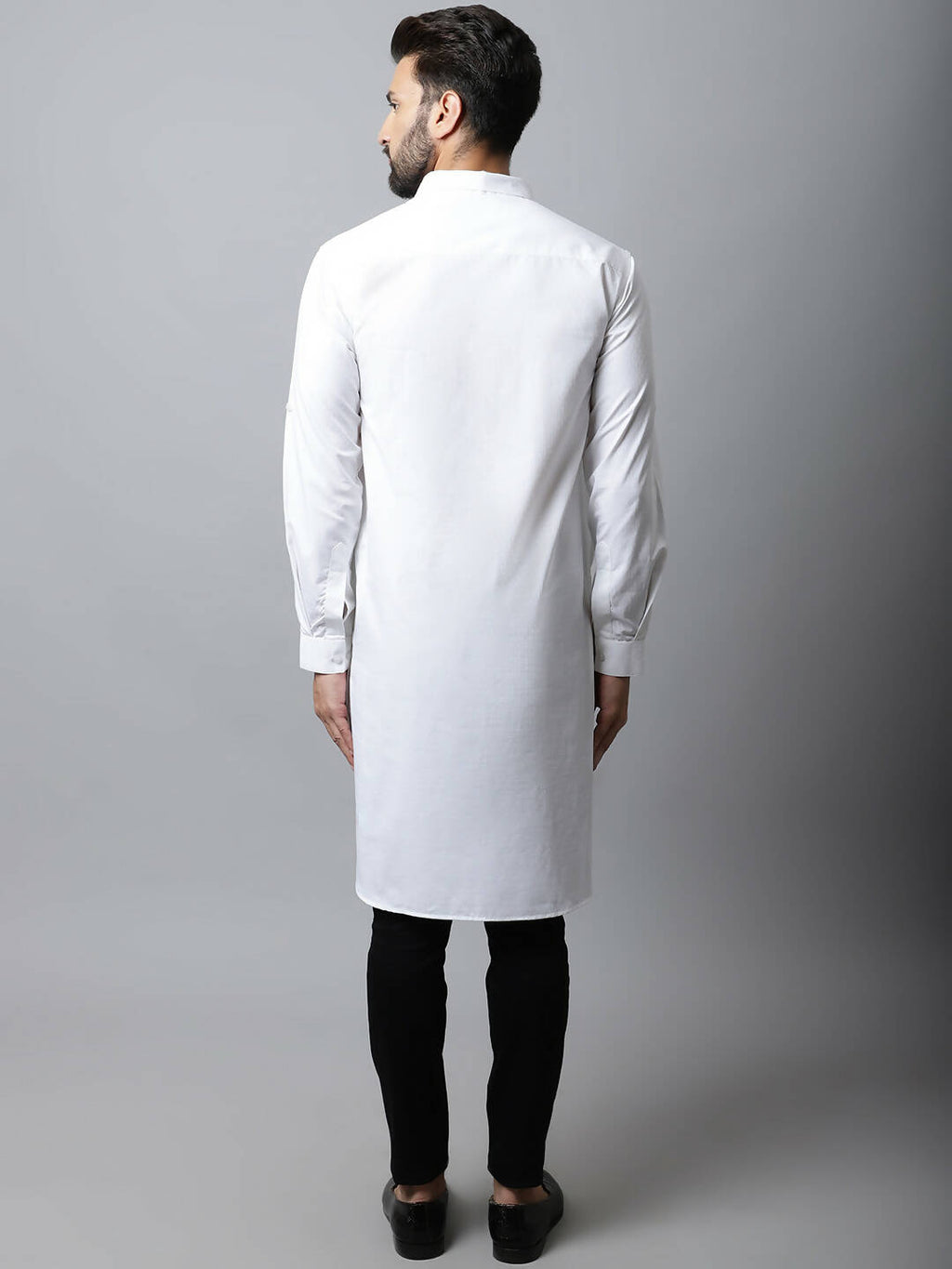 Even Apparels White Color Pure Cotton Solid Men's Kurta With Shirt Collar (SLD1203) | Grocsy