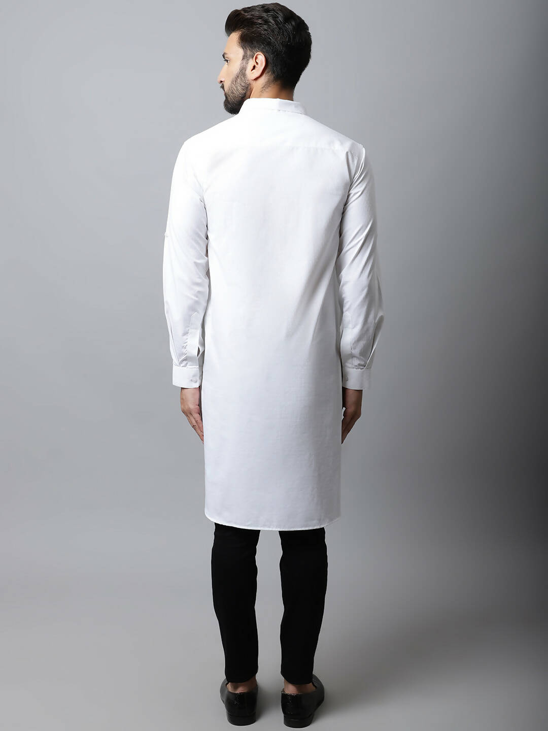 Even Apparels White Color Pure Cotton Solid Men's Kurta With Shirt Collar (SLD1203) | Grocsy