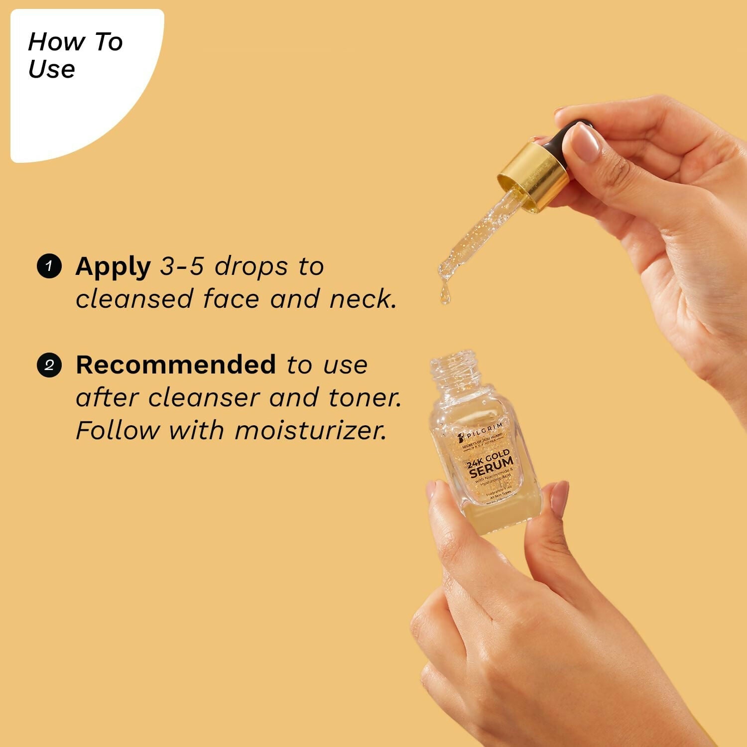Pilgrim 24K Gold Face Serum With Niacinamide & Hyaluronic Acid, Dewy Primer For Face Make-Up - Korean Skin Care | Grocsy