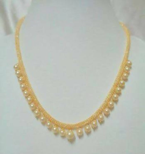 Gold Designer Pearls Necklace | Grocsy