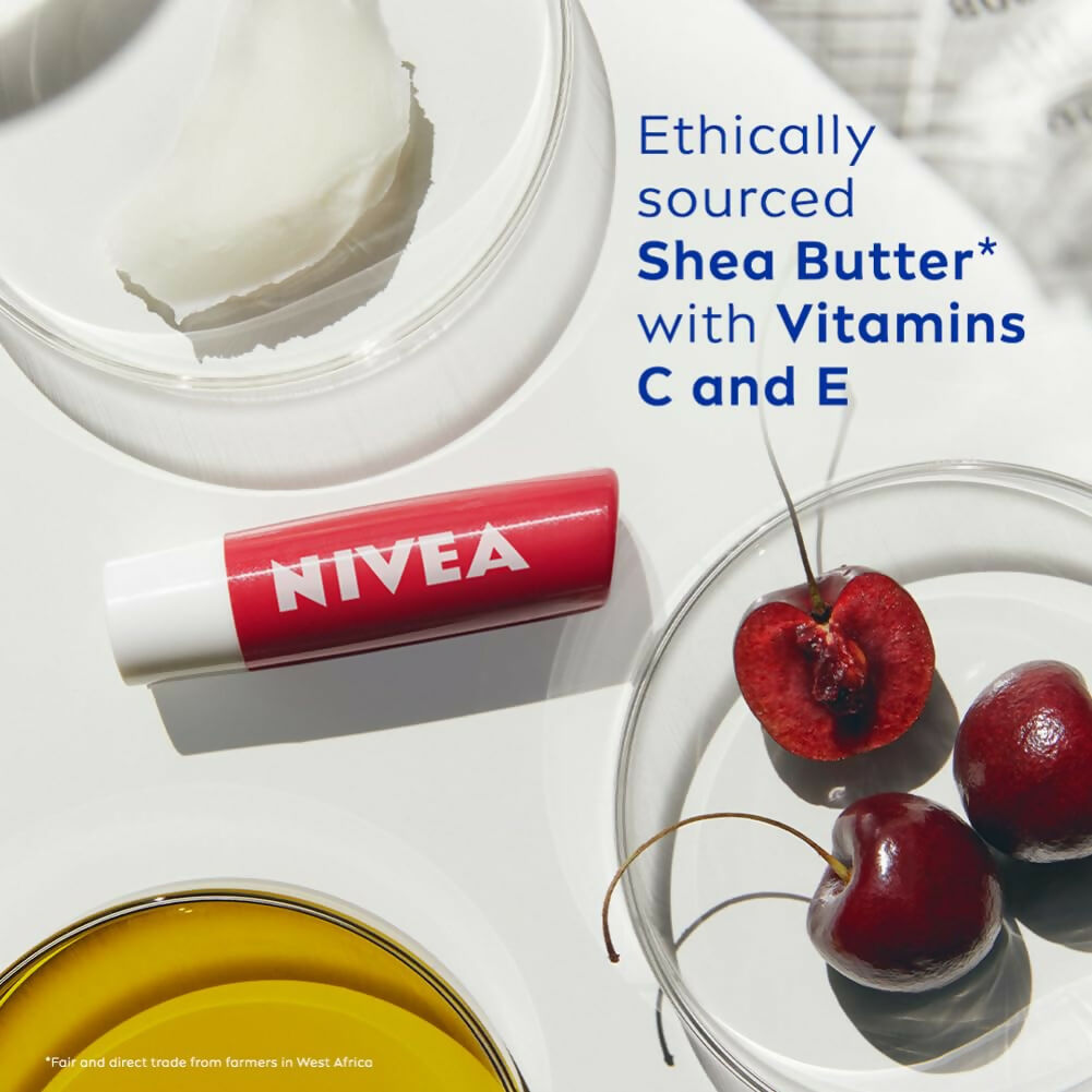 Nivea Cherry Shine Lip Balm 24 H Melt in Moisture Formula Glossy Finish | Grocsy