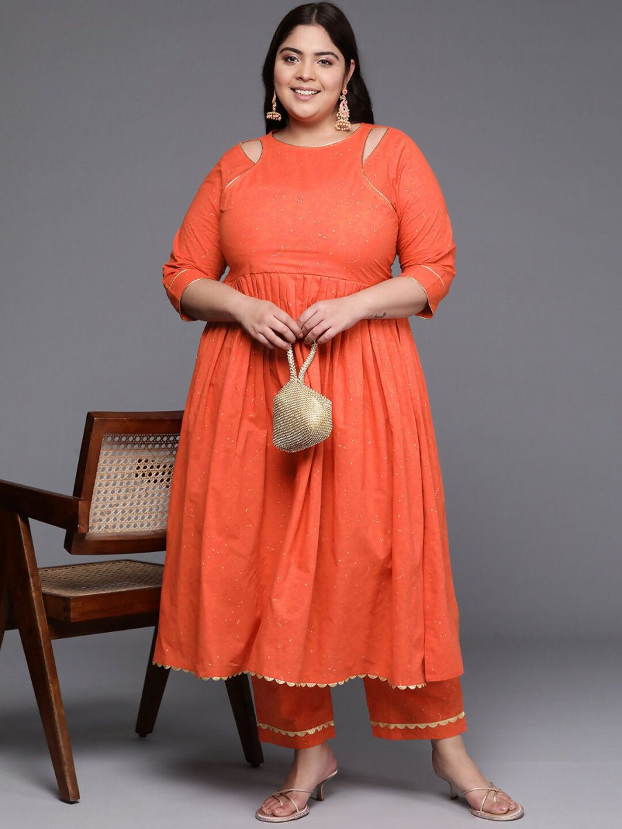 Ahalyaa Women's Traditional wear Kurta Set - Orange | Grocsy