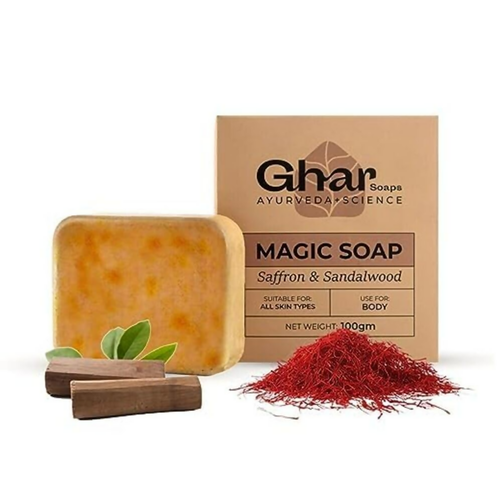 Ghar Soaps Sandalwood & Saffron Magic Soaps For Bath | Grocsy
