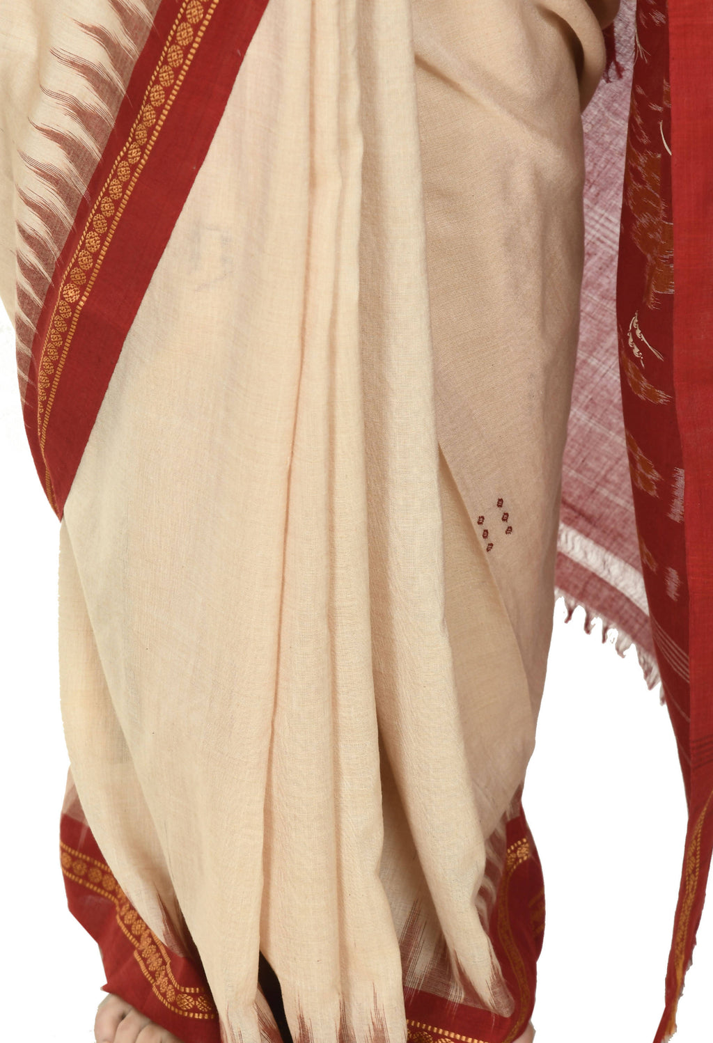 Vamika Sambalpuri Ikat Cotton Special Buti Tasrite & Maroon Saree | Grocsy