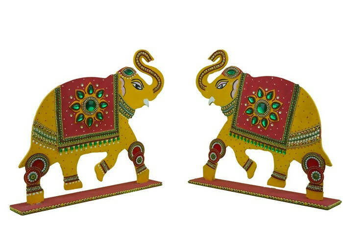 Kundan HandiKrafts Mdf Elephant Back Drop Pair | Grocsy