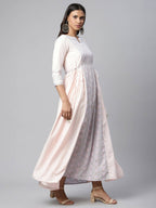 Ahalyaa Women Pink Crepe Khari Print Dress | Grocsy