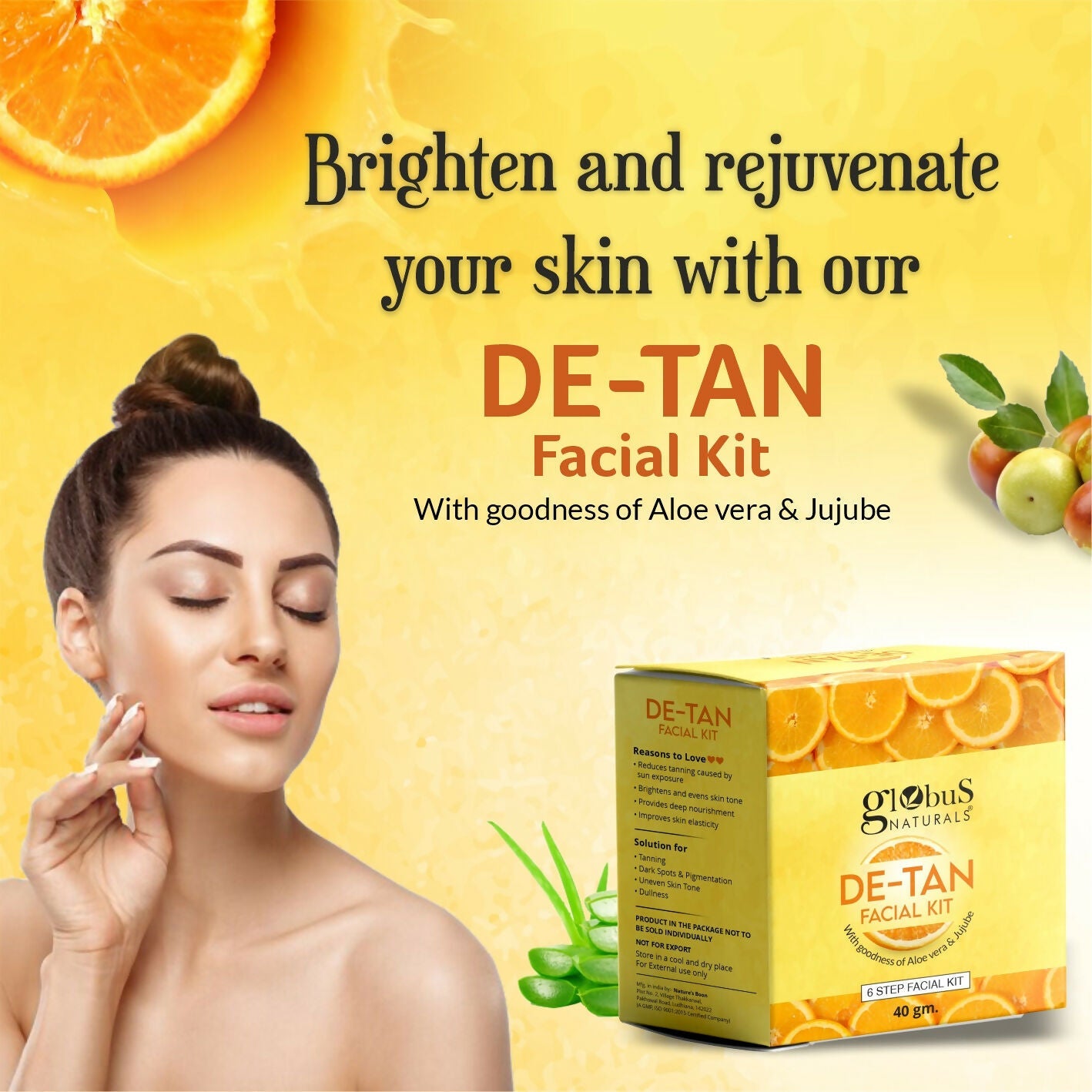 Globus Naturals De-Tan 6 Step Facial Kit | Grocsy