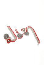 Mominos Fashion Johar Kamal Bahubali Red Beads Earrings With Tikka