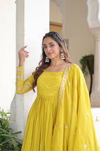 Joban Fashion Yellow Readymade Kurta Set With Sequence embroidery Work | Grocsy