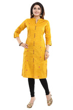 Snehal Creations Checkered Print Yellow Long Cotton Kurti | Grocsy