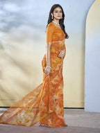 Orange Georgette Designer Printed Ready to Wear Saree - Samyana | Grocsy