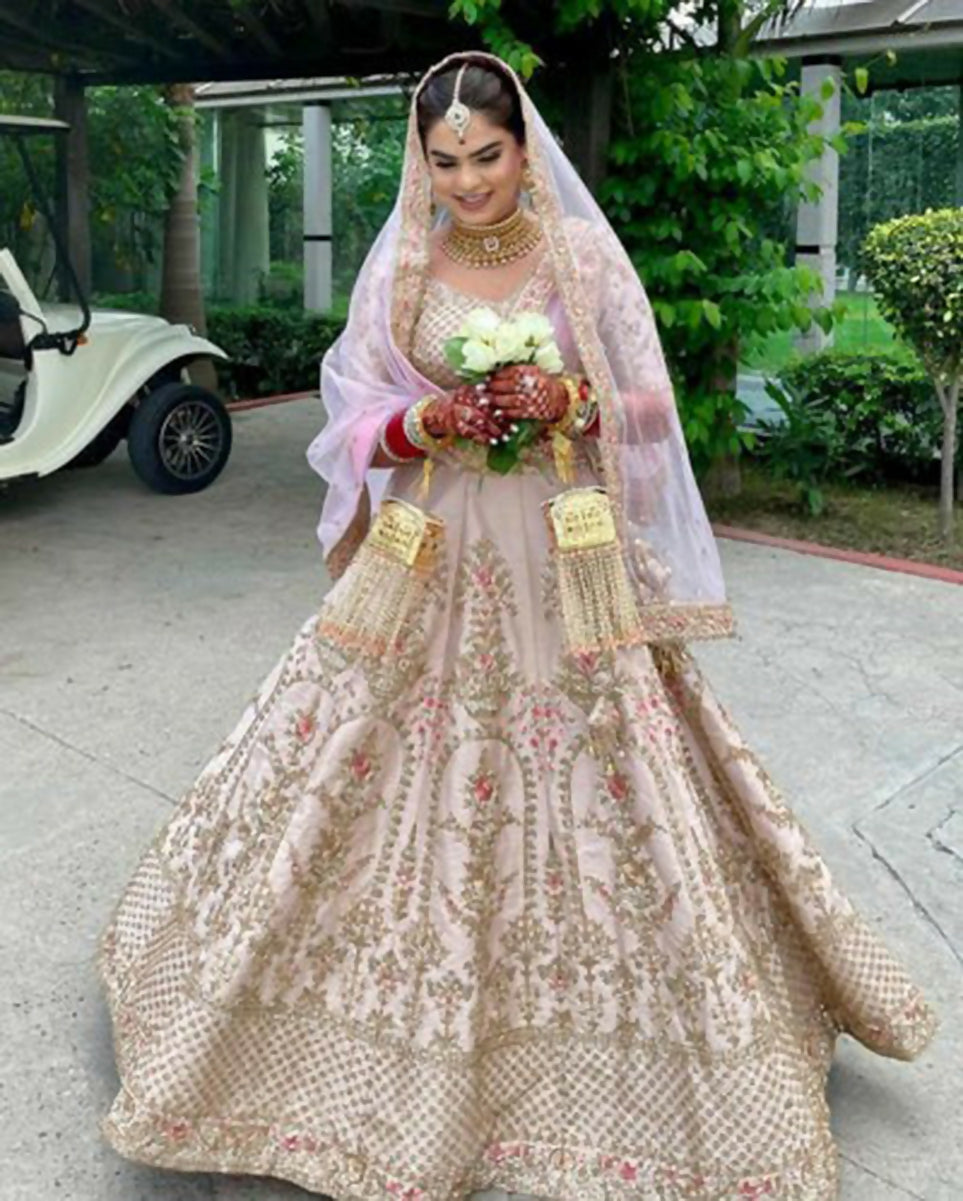 Jyoti Fashion Delightful Rose Pink Sequins with Zari Thread & Coding Dori Embroidery work Lehenga Choli with Dupatta | Grocsy