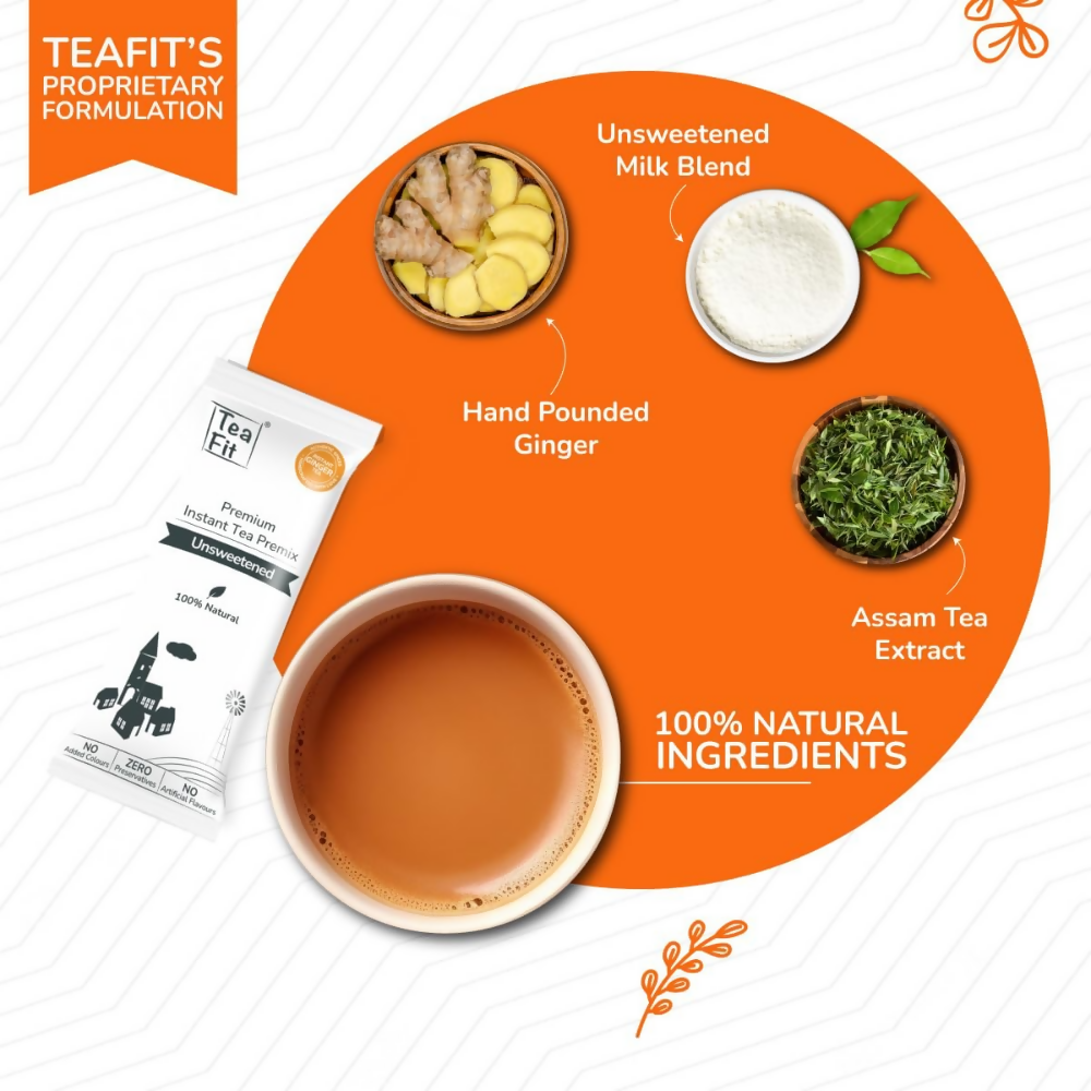 TeaFit AM/PM Wellness No Sugar Tea Premix - Ginger Tea & Turmeric Latte | Grocsy