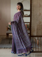 Suta Purple Polka Dots Pure Cotton Saree | Grocsy