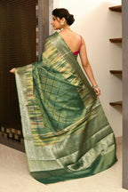 Joban Fashion Green Saree Tissue Digital With Embroidery | Grocsy