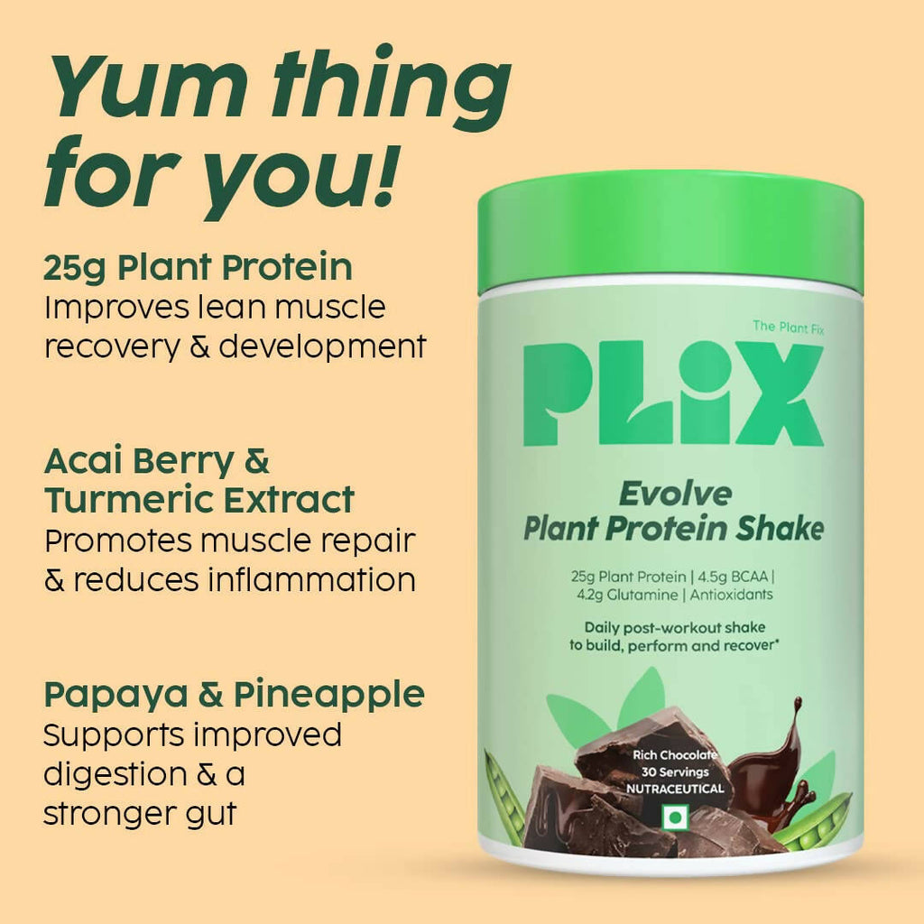 PLIX The Plant Fix Evolve Plant Protein Shake Powder - Chocolate | Grocsy