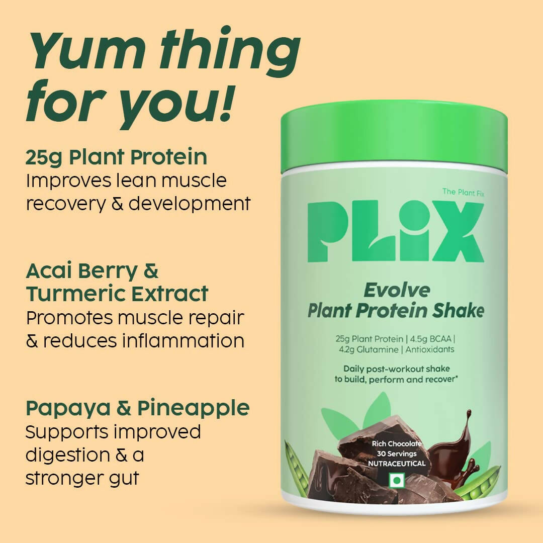 PLIX The Plant Fix Evolve Plant Protein Shake Powder - Chocolate | Grocsy