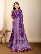 Purple Soft Silk Woven Meenakari Designer Saree - Vedanti | Grocsy