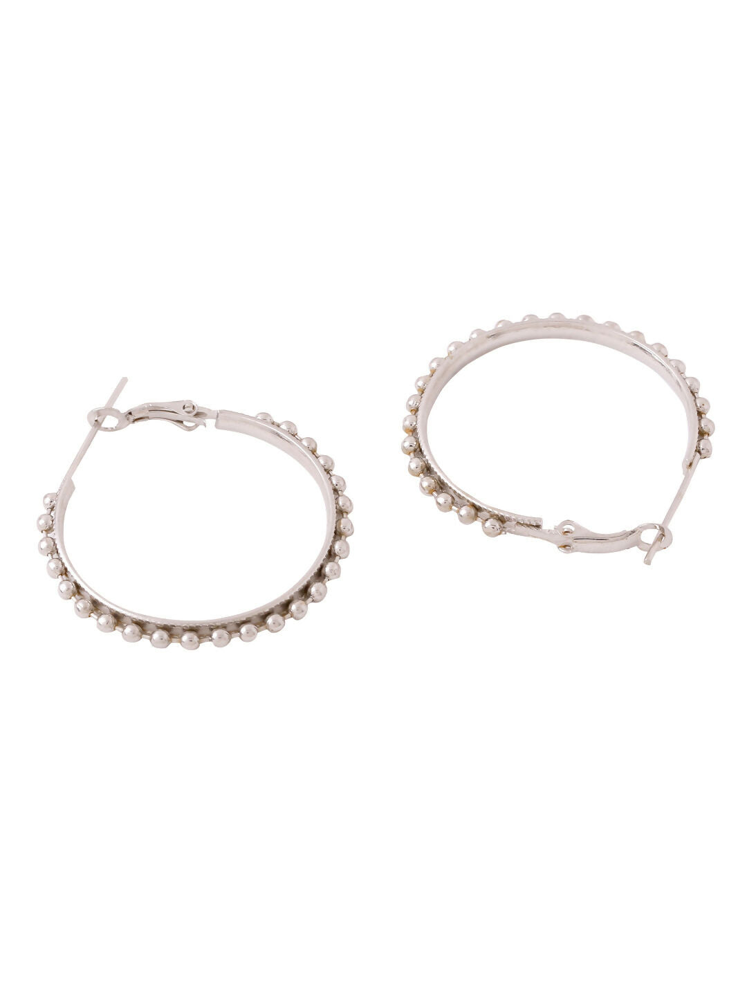 NVR Women's Set of 2 Gold & Silver Beaded Circular Hoop Earrings | Grocsy