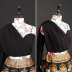 Black Banarasi Silk Lehenga Choli for Women, Ready to Wear Stitched Lengha Choli for Party by Infinity Export | Grocsy