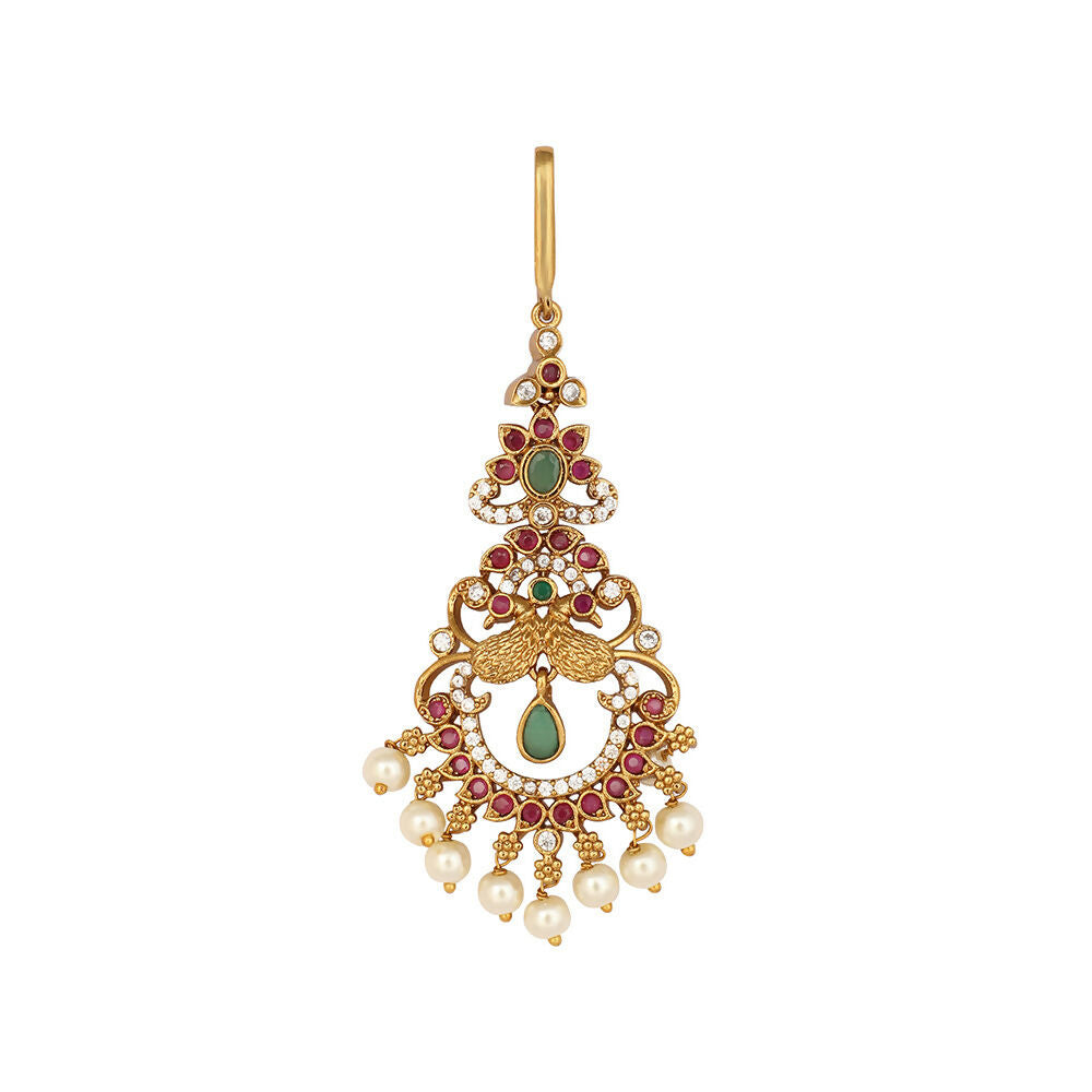 Nuyug 18K Gold Plated Ethereal Dual Color Maang Tikka | Grocsy