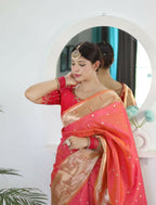 Gajri Woven Jacquard Designer Embroidery Work Party Wear Saree - Parampara | Grocsy