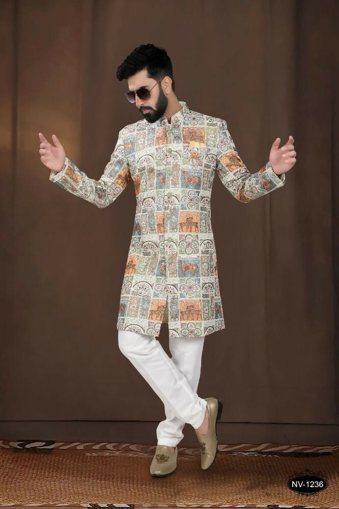Joban Fashion Men's Base Pista(Multi Colours) Georgette Kurta with Pyjama | Grocsy