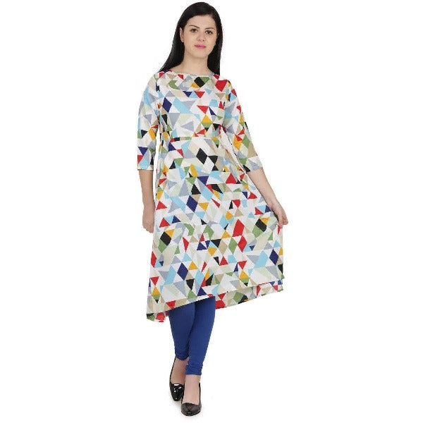 Kanoor Women's Multicolour A line kurti | Grocsy
