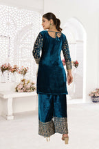 Joban Fashion Blue Velvet Sequence Embroidery Work Kurta Set | Grocsy