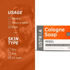 Ustraa Rebel Cologne Soap with Oak & Walnut, Triple-milled Soap, Mild Exfoliation with Walnut Granules | Grocsy