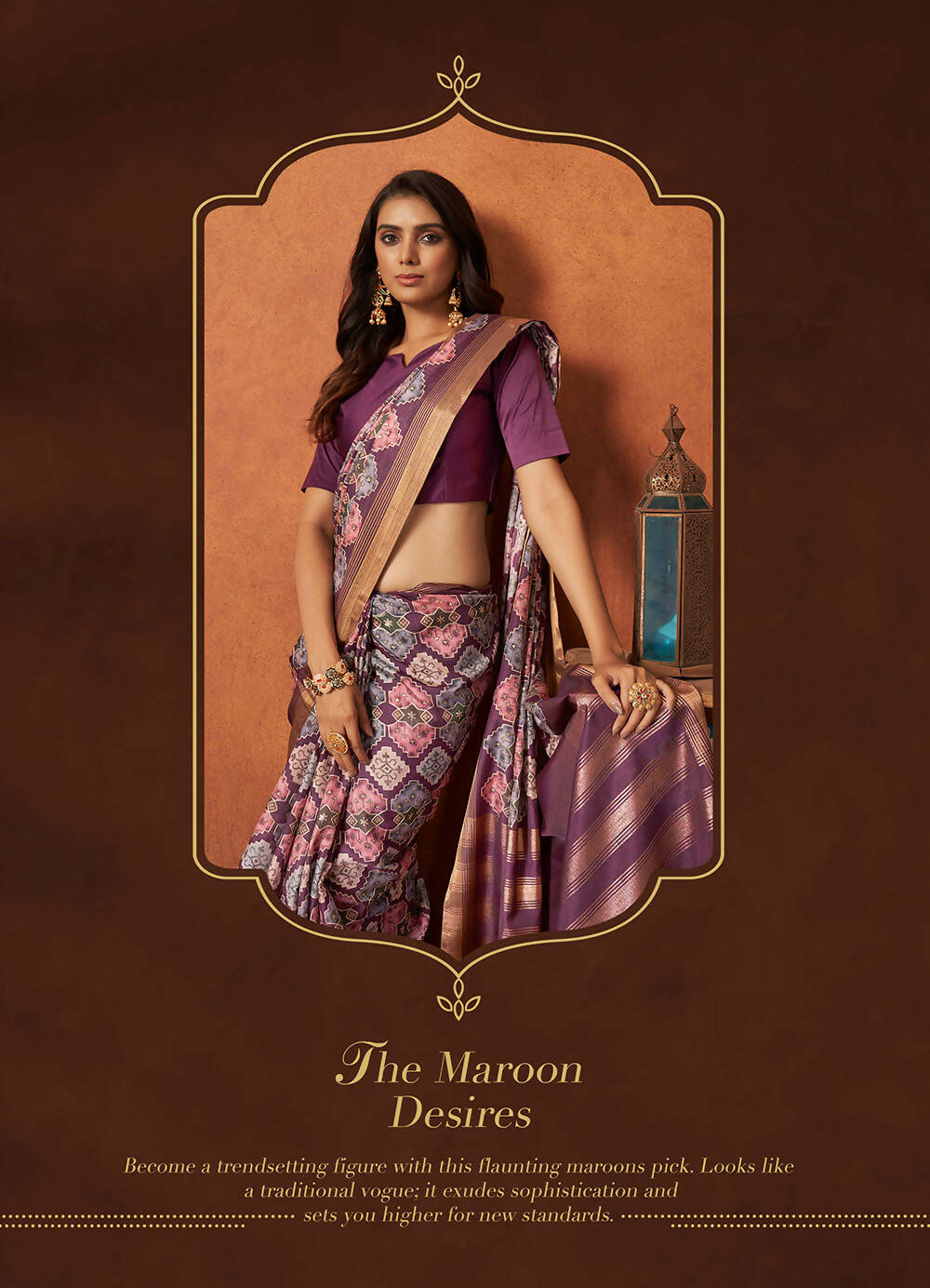 Purple Rangkat and Crepe Silk Aztec Saree With Unstitched Blouse Piece - Mohmanthan Royal Saachi | Grocsy