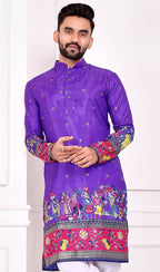 Anaita Violet Dola Silk Straight Kurta With Foil Work | Grocsy
