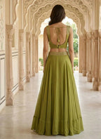 Lehenga Mart Green Faux Georgette Designer Bollywood Style Wedding Wear Lehenga Choli | Grocsy