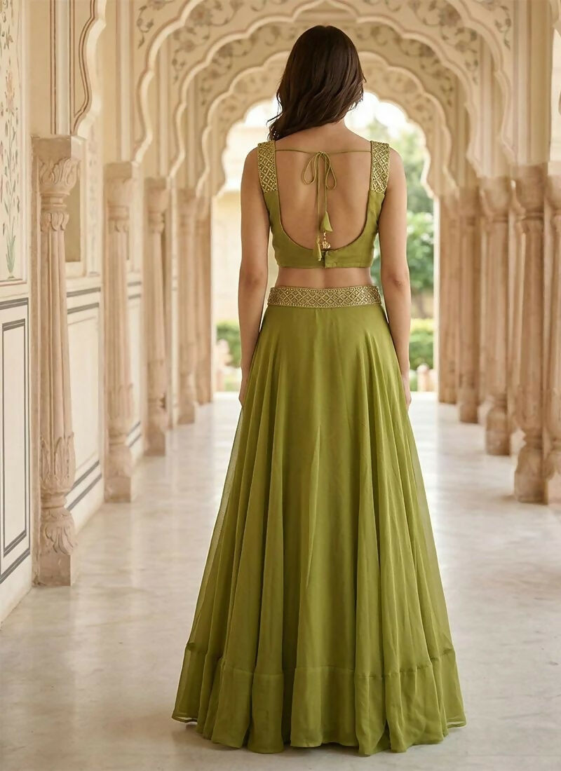 Lehenga Mart Green Faux Georgette Designer Bollywood Style Wedding Wear Lehenga Choli | Grocsy