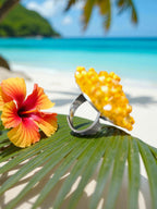Inhanns Rang-E-Roshan Adjustable Ring – Handmade Crystal Statement Ring - Yellow | Grocsy