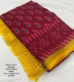 Light Red Polycotton Ethnic Motifs Saree with Unstitched Blouse - Hiral Fashion | Grocsy