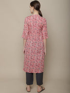 Sangria Women Pink Ethnic Motifs Printed Floral Kurta | Grocsy