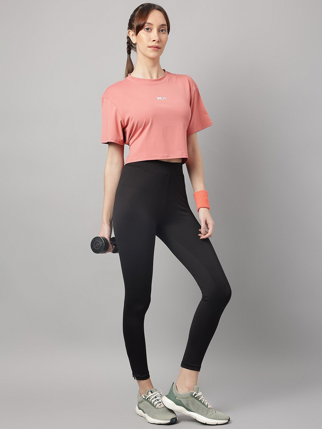 MKH Round Neck Short Sleeves Dri-FIT Yoga Sports Crop T-shirt | Grocsy